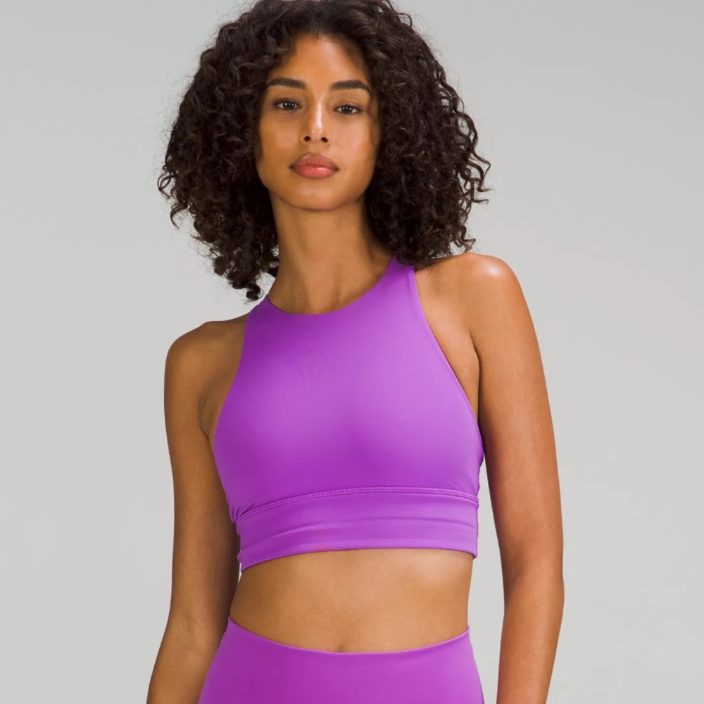 Lululemon Energy Longline High Neck Purple Sports Bra